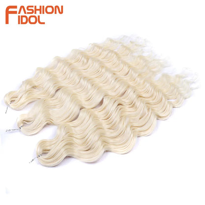Anna 24 Inch Synthetic Hair Water Wave Braiding Extensions Ombre Blonde Deep Afro Curl Twist Crochet