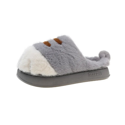 Adorable Kitty Claw Slippers Women S Home Shoes Non Slip Furry Mules Female Warm Fluffy Slides
