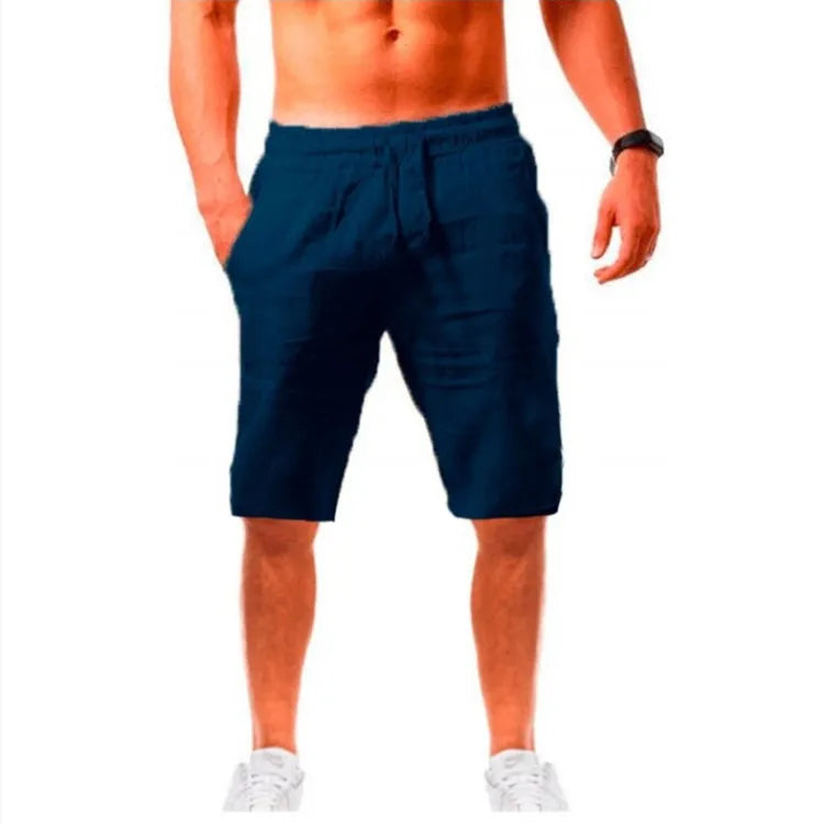 Men's Cotton Linen Drawstring Pants Casual Breathable Summer Trousers