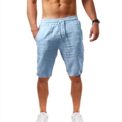 Men's Cotton Linen Drawstring Pants Casual Breathable Summer Trousers