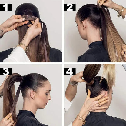 Wrap Around Ponytail Extension – Long Straight Synthetic Clip-In