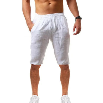 Men's Cotton Linen Drawstring Pants Casual Breathable Summer Trousers