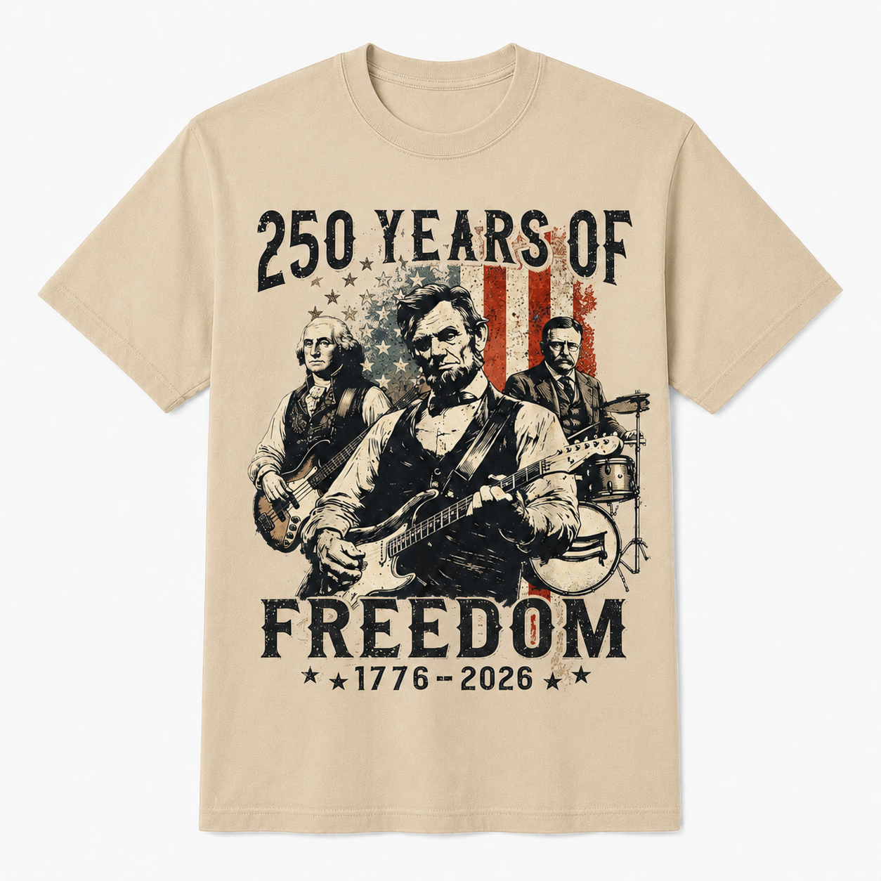 Abraham Lincoln Playing Guitar 4th of July 250th Anniversary Shirt