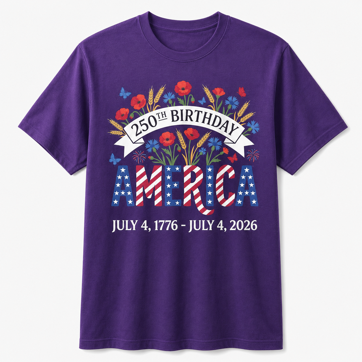 250th Birthday America Anniversary Floral 4th of July Shirt