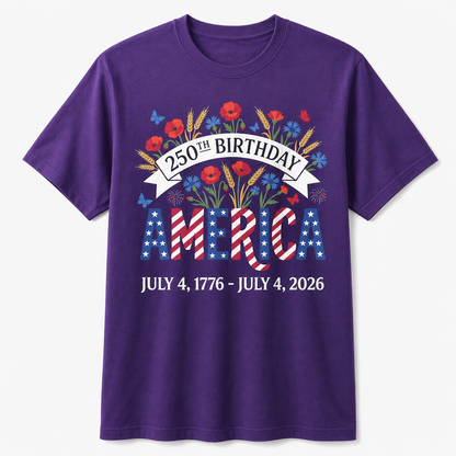 250th Birthday America Anniversary Floral 4th of July Shirt
