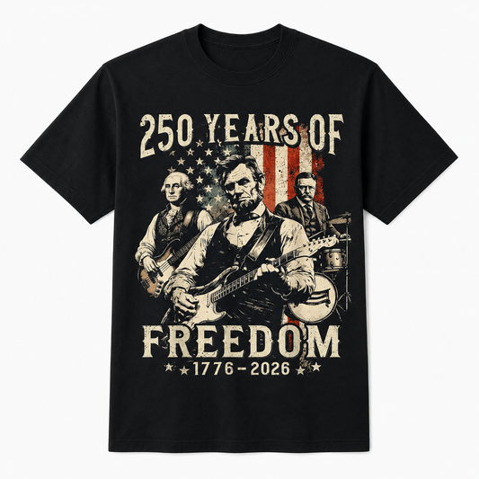 Abraham Lincoln Playing Guitar 4th of July 250th Anniversary Shirt