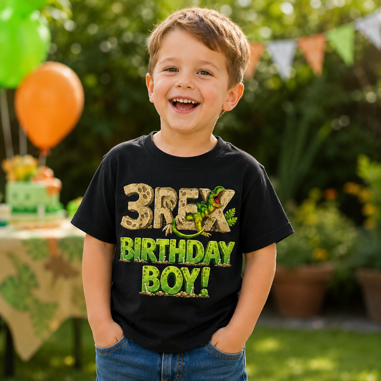 Three Rex 3rd Birthday Third Dinosaur 3 Year Old Birday Boy Shirt
