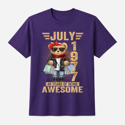 49th Birthday T-Shirt Women Born July 1977 Teddy Bear