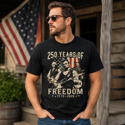 Abraham Lincoln Playing Guitar 4th of July 250th Anniversary Shirt