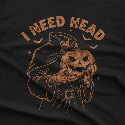 Funny Halloween T-Shirt: Headless Horseman Retro Pumpkin Graphic